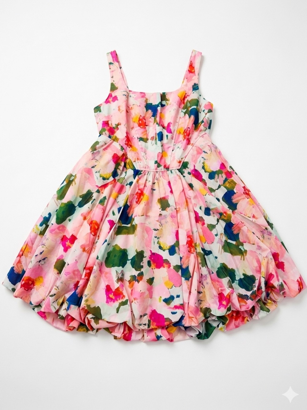 Floral Fit & Flare Mini Dress - Pink Green